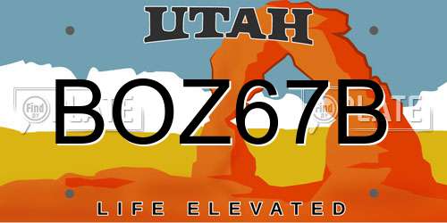 BOZ67B Utah License Plate