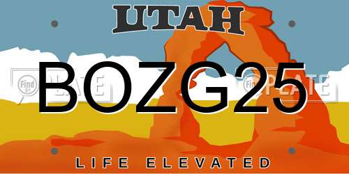BOZG25 Utah License Plate