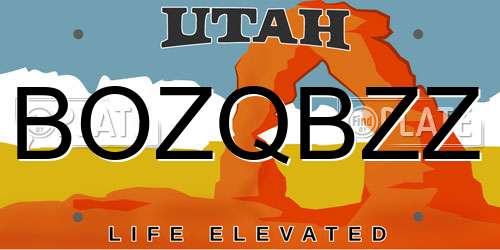 BOZQBZZ Utah License Plate
