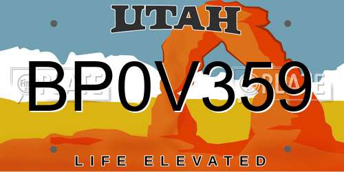 BP0V359 Utah License Plate