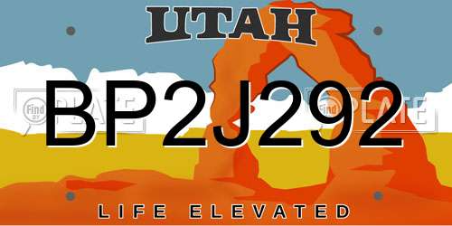 BP2J292 Utah License Plate