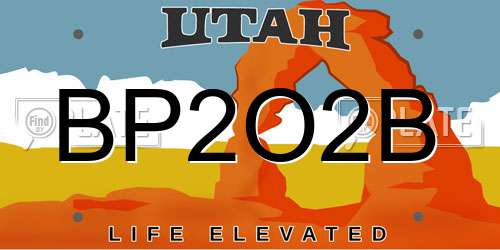 BP2O2B Utah License Plate