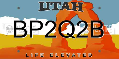 BP2Q2B Utah License Plate