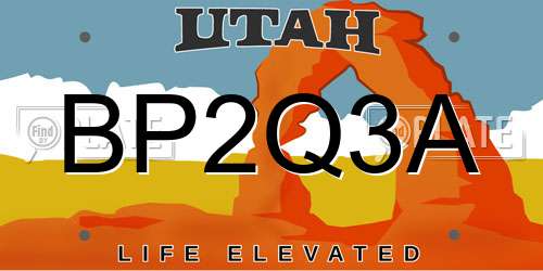 BP2Q3A Utah License Plate