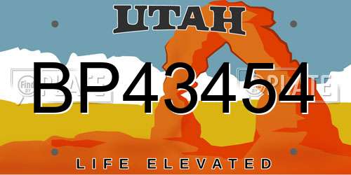 BP43454 Utah License Plate