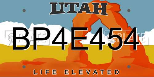 BP4E454 Utah License Plate