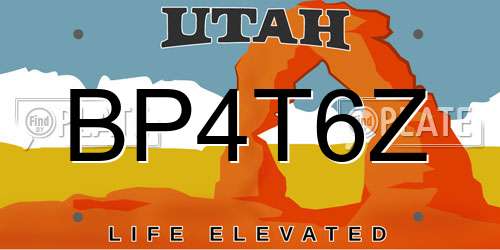 BP4T6Z Utah License Plate