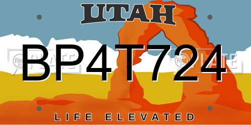 BP4T724 Utah License Plate