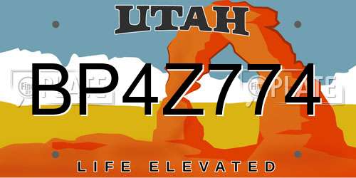 BP4Z774 Utah License Plate