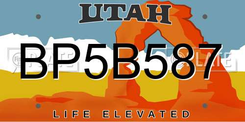 BP5B587 Utah License Plate