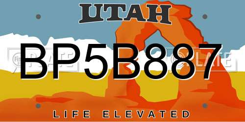 BP5B887 Utah License Plate