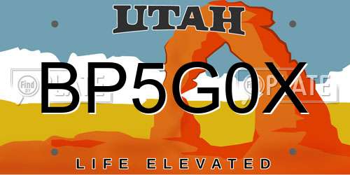 BP5G0X Utah License Plate