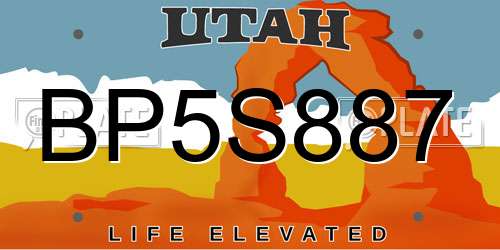 BP5S887 Utah License Plate