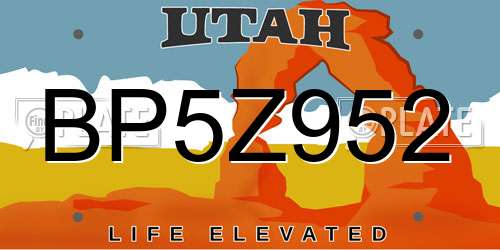 BP5Z952 Utah License Plate