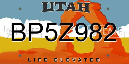 BP5Z982 Utah License Plate