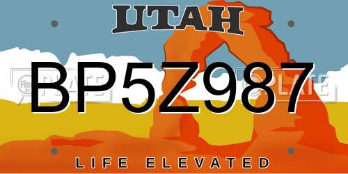 BP5Z987 Utah License Plate