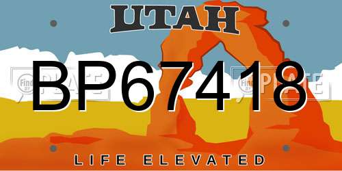 BP67418 Utah License Plate