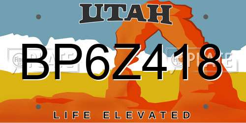 BP6Z418 Utah License Plate