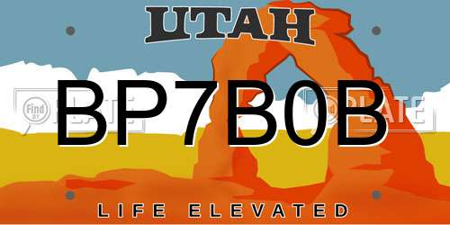 BP7B0B Utah License Plate