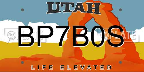 BP7B0S Utah License Plate