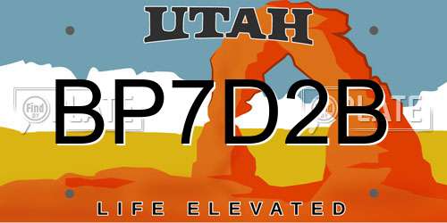 BP7D2B Utah License Plate