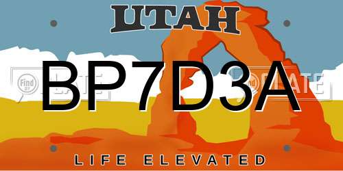 BP7D3A Utah License Plate