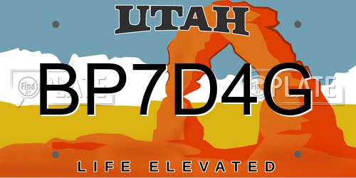 BP7D4G Utah License Plate