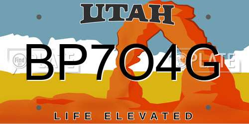 BP7O4G Utah License Plate