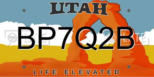 BP7Q2B Utah License Plate