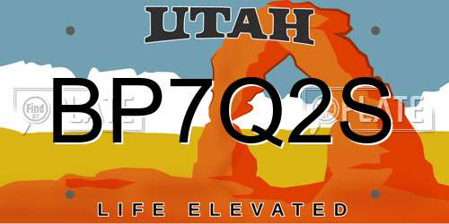 BP7Q2S Utah License Plate