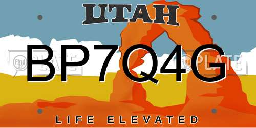 BP7Q4G Utah License Plate