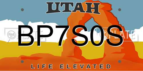 BP7S0S Utah License Plate