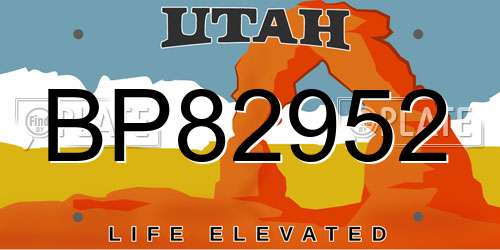 BP82952 Utah License Plate