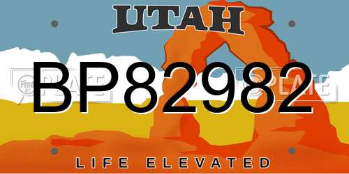BP82982 Utah License Plate