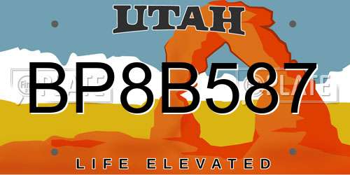 BP8B587 Utah License Plate