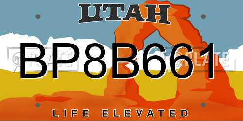 BP8B661 Utah License Plate