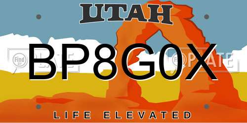 BP8G0X Utah License Plate