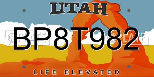 BP8T982 Utah License Plate