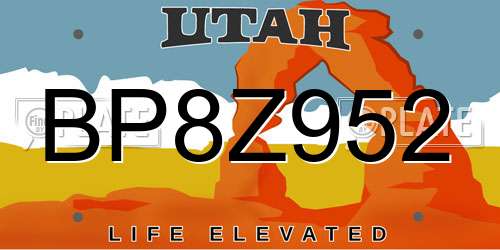 BP8Z952 Utah License Plate