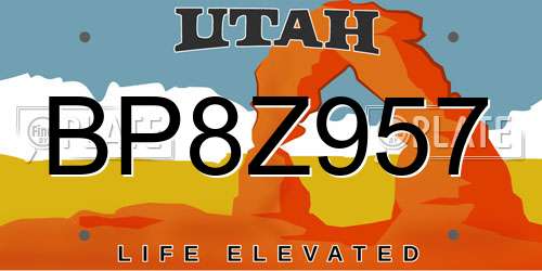 BP8Z957 Utah License Plate