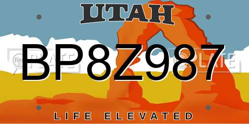 BP8Z987 Utah License Plate
