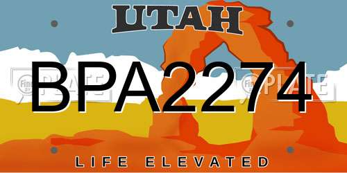 BPA2274 Utah License Plate