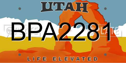 BPA2281 Utah License Plate