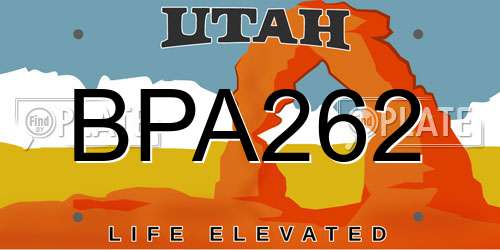 BPA262 Utah License Plate