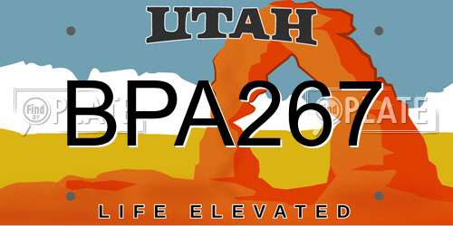 BPA267 Utah License Plate