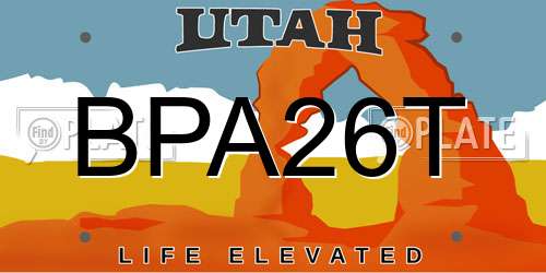 BPA26T Utah License Plate
