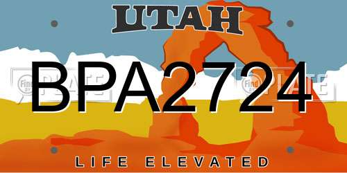 BPA2724 Utah License Plate