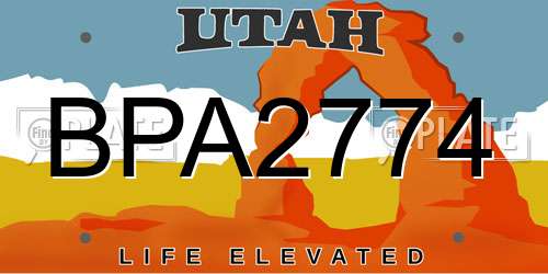 BPA2774 Utah License Plate