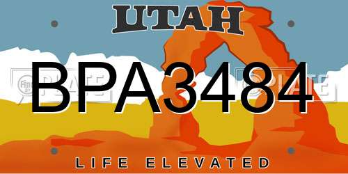 BPA3484 Utah License Plate