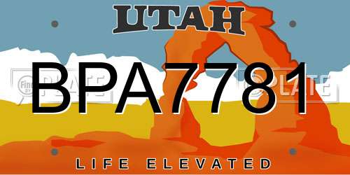 BPA7781 Utah License Plate